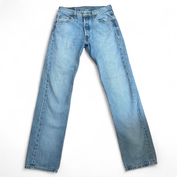 💚 Vintage Levi’s 501 Blue Distressed Jeans (W30 L34) (20) - Picture 3 of 12